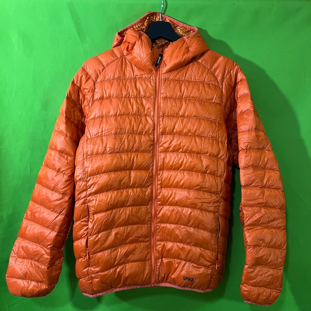 Uniqlo SPRZ NY Keith Haring Ultra Light Jacket‎ Art Orange Hooded Mens Small